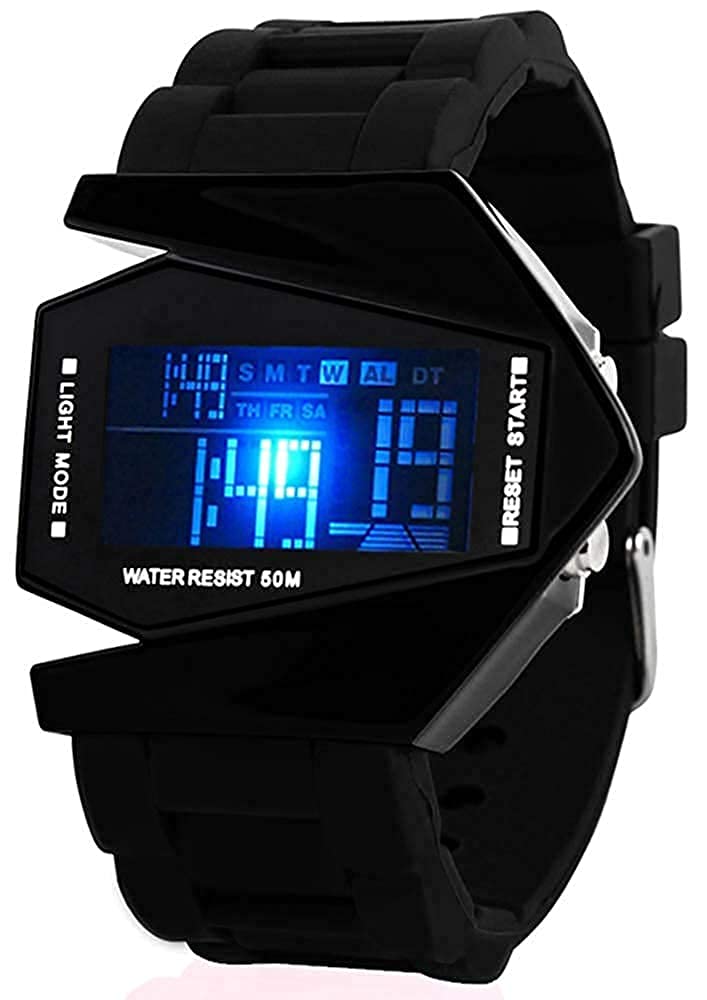 MYWATCH Men's Digital Dial Rocket Shape Watch (Black)