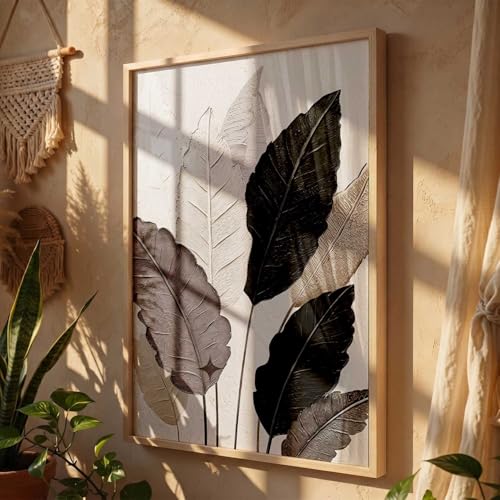 Image of kotart Aesthetic Leaf Art Home Decoration|Paintings With Frame For Living Room Bed Room Hotel Wall Decor Digital Reprint (13x17 inch)
