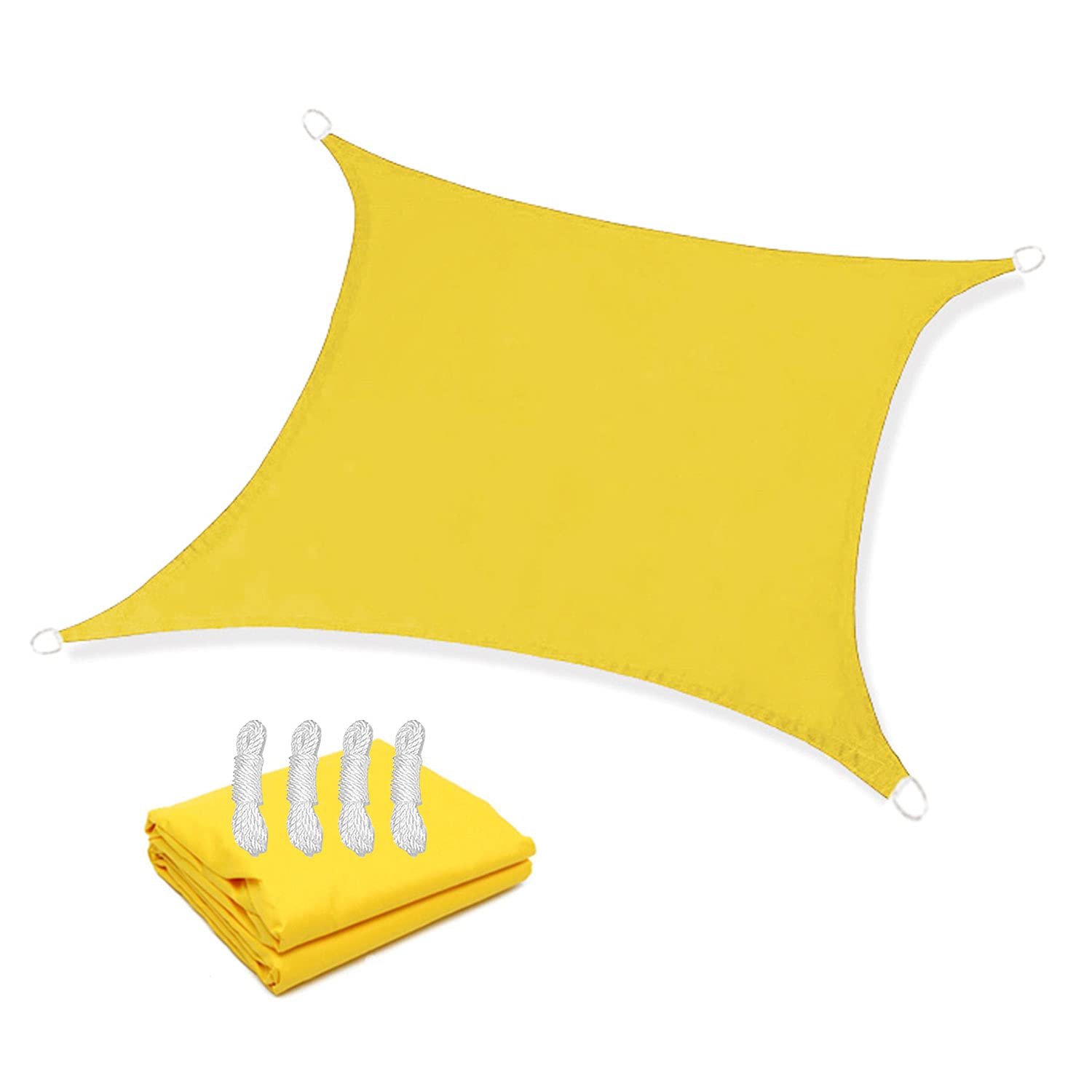 Voile d'ombrage 2x2 pour pergola et balcon, toile imperméable jaune de jardin