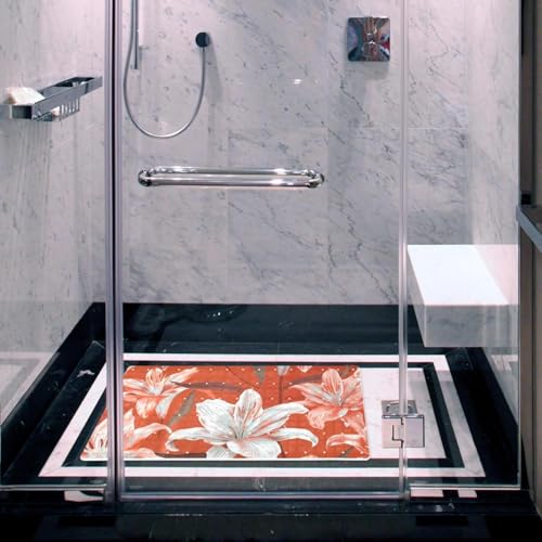 Tapis de bain antidérapant Art Lilies extra long séchage rapide pour la douche