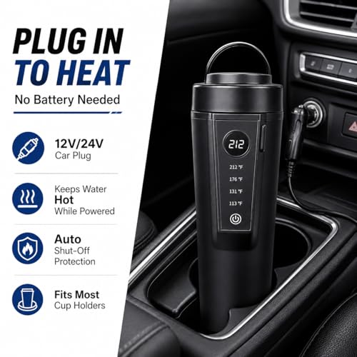 Hervidor eléctrico de viaje para auto 12V/24V 400ml negro miniatura 3