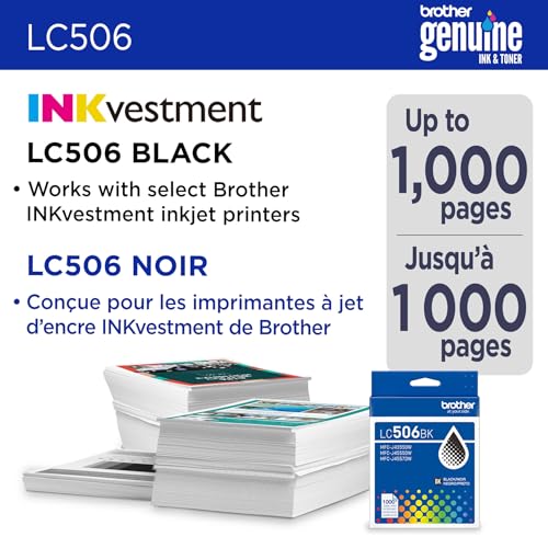 Image of Brother Genuine LC506BK Standard Yield Black Ink Cartridge (for use INKvestment 4355, 4555, and 4557 Printers)
