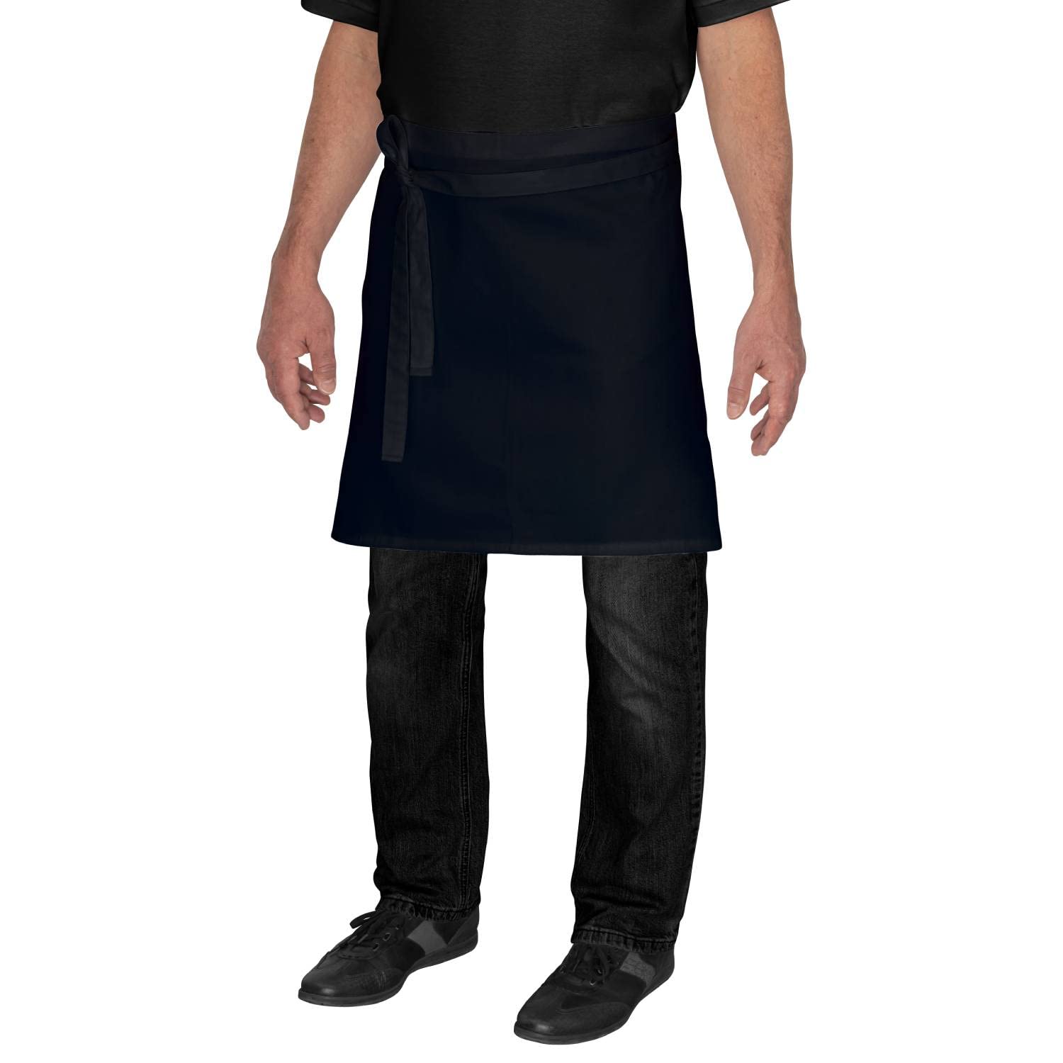 DESERMO 5er Set Premium Schürze 50x80cm (LxB) | Hochwertige Kochschürze-Damen-Herren aus Baumwollmischung | Bequeme Kellnerschürze schützt beim Kochen, Backen | Stoffgewicht 220g/m² (Schwarz)