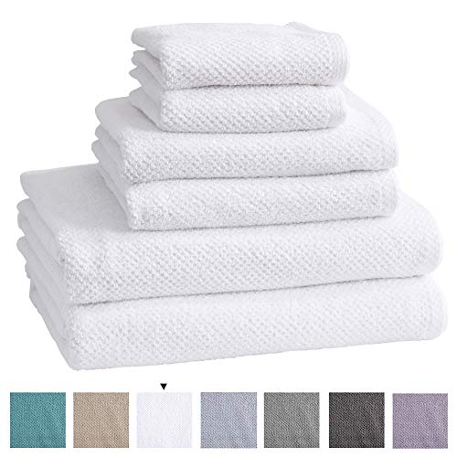 100% Cotton Bath Towels, Luxury 6 Piece Set - 2 Bath Towels, 2
