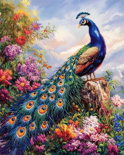 Diamond Painting 5D Berger Fleurs de paon kit complet broderie diamant 40x50cm