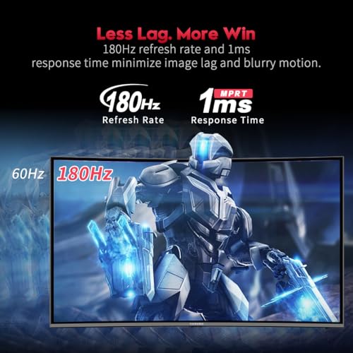 Image of Viewedge Curved Gaming Monitor 27 inch 180Hz, FHD 1080P VA Screen 1800R Computer Monitor, 1ms with FreeSync, Low Motion Blur, DisplayPort, HDMI Monitor, Built-in Speakers