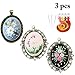 Outgeek Embroidery Pendant Craft Kit:3pcs Embroidery Kit Jewelry for Beginners Embroidery Stitch Necklace Hand Embroidery Pattern Set with Hoops