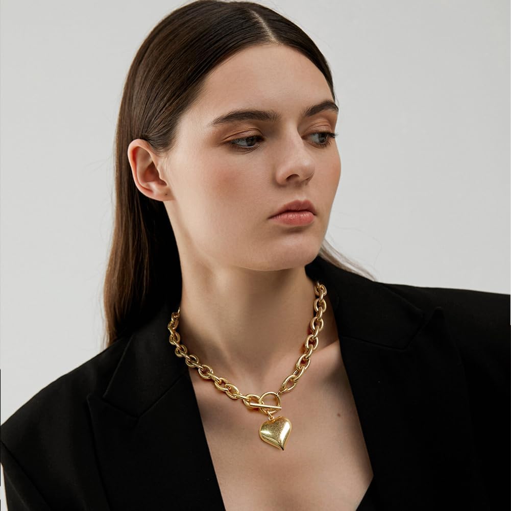 Chunky Gold Pendant Necklaces For Women Gold Chain links With Sun Heart Lion Conch Shell Charms Summer Necklaces Beach Jewelry Gift - Image 8