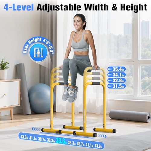 Image of Sportsroyals Adjustable Dip Bar Station, Heavy Duty Parallette & Parallel Bars, 400LBS Stable Dip Stands for Home Gym, Calisthenics & Upper Body Workout Equipment