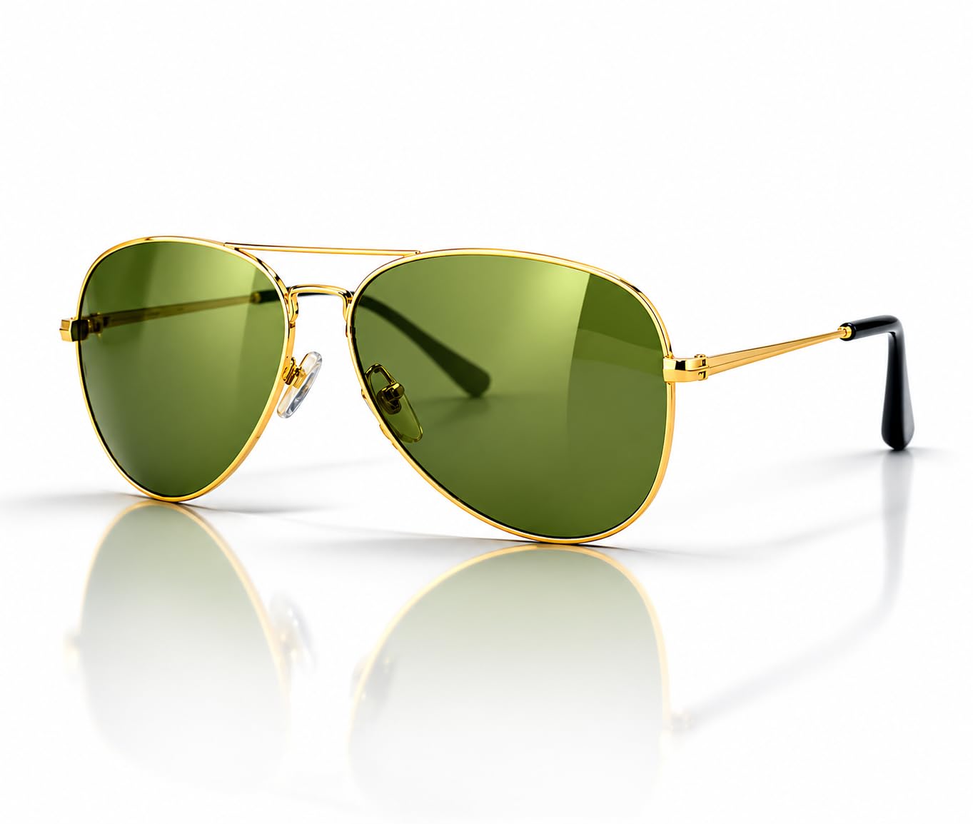 Aviator Sunglasses with Gold Metal Frame, Green Lenses, Classic Pilot Style-image-20