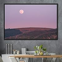 Framed Canvas Wall Art Lunar Aerial Astronomy & Space Expressive Global Moon Multicolor Photography Realism Warm - 16x24 inches