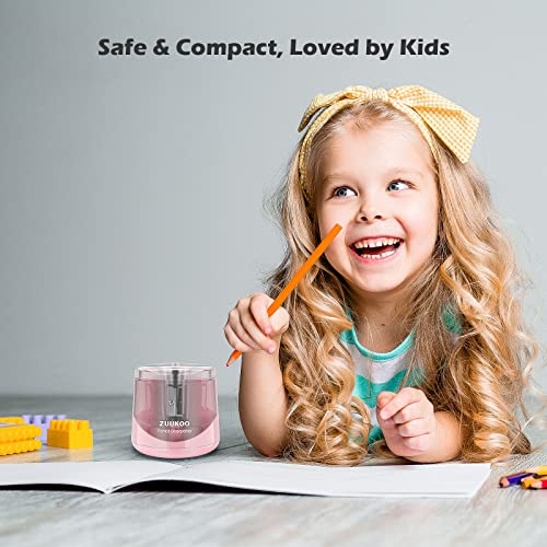 Zuukoo Electric Pencil Sharpeners, Battery Powered For Colored Pencils, High-Speed Operated Automatic & Manual Pencil Sharpener For Kids, Home School (Pink) #TOP1