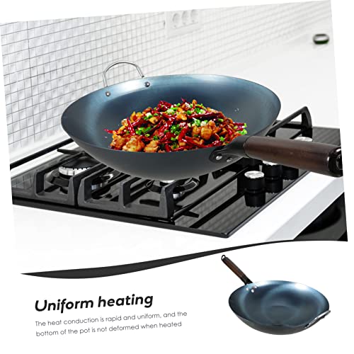 Wok de hierro con mango de madera y superficie antiadherente miniatura 7