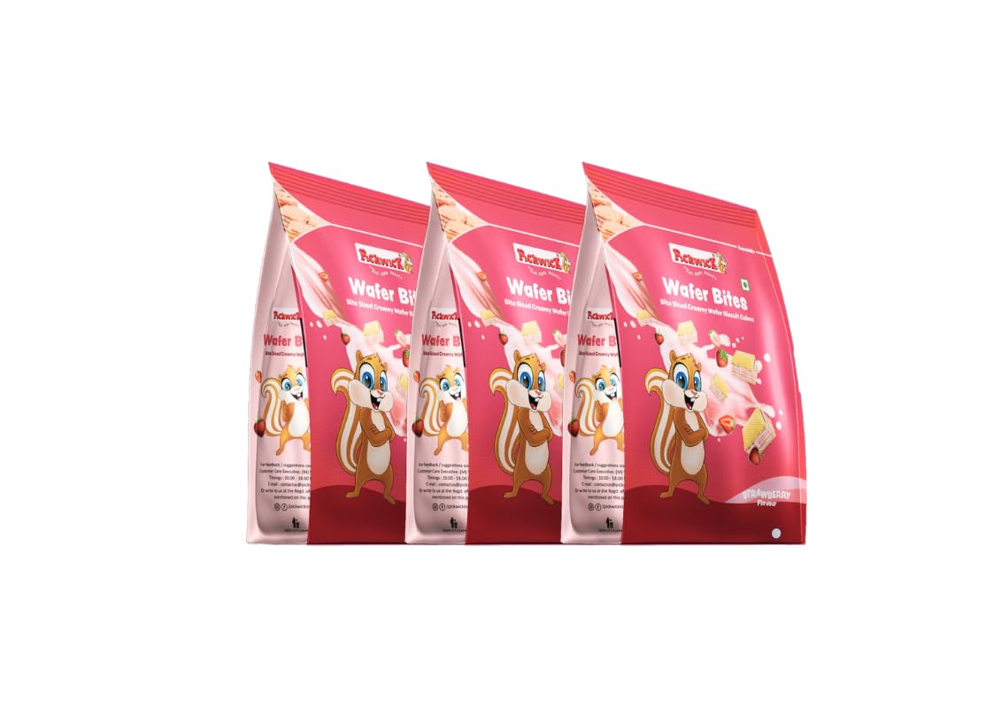 PICKWICK Bite Sized Creamy Wafer Biscuit Cubes | Creamy Strawberry flavour | Combo pack, 120gm x 3 | Made with Natural Fruit Powder | Indulge in our crispy, cream biscuit snacks-perfect for both kids and adults. (B0CSJWF5CY) Amazon Price History, Amazon Price Tracker