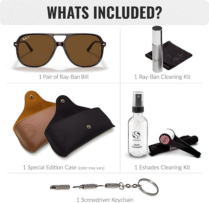 Image of Ray-Ban RB2198 BILL Square Shaped Sunglasses for Men & Women with Official RAYBAN Eyewear Kit