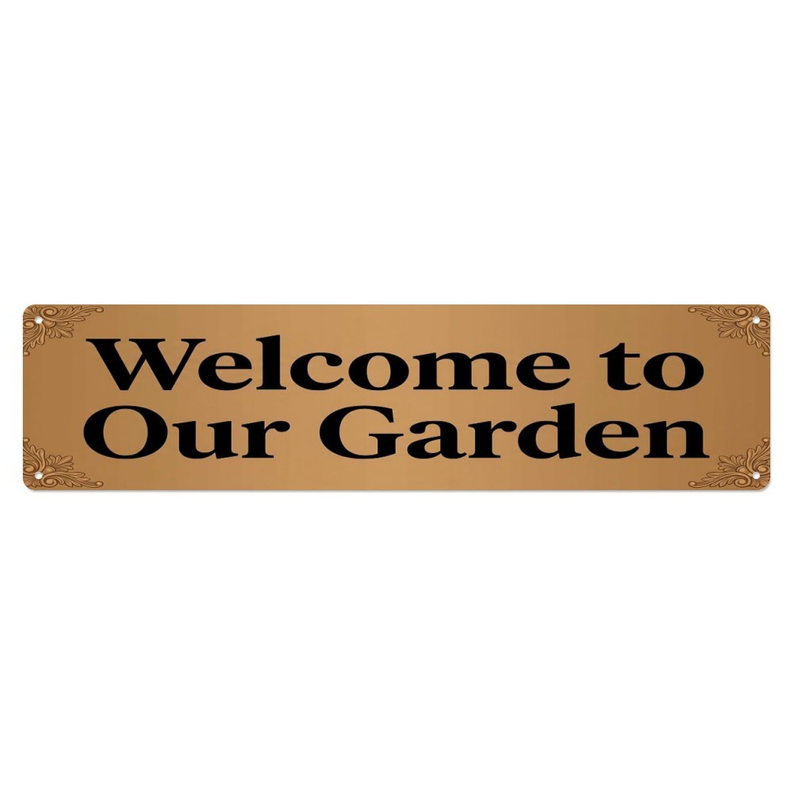 Vintage Welcome to Our Garden Bronze Metal Tin Sign
