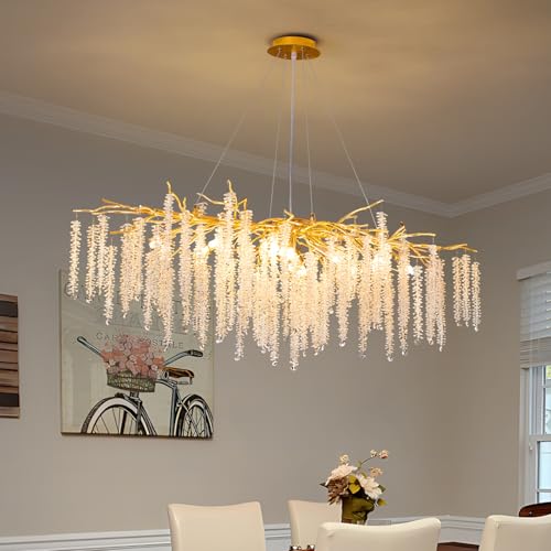 Gjlulqi Crystal Tree Branches Chandeliers Luxury Dining Room Light Fixture 12 Light Ceiling Hanging Light L100 cm Gold by Gjlulqi - Used condition - CA$233.64