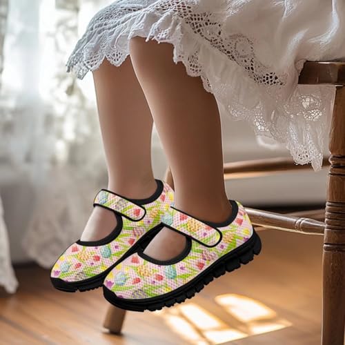 Girls Slip On Casual Shoes St. Patrick's Day Easter Shoes Comfort Non Slip Travel Walking Shoe Mesh Sneaker Black Sole US 11-154