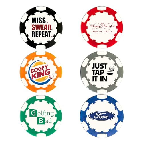 Golf Ball Marker Poker Chips | 6 Pack | Choose