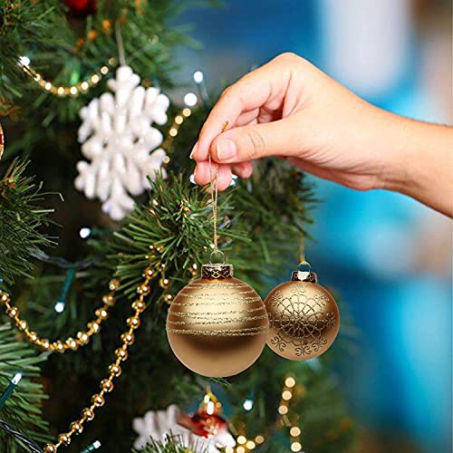 Briful Hand-Painted Gold Glass Christmas Ornament Set #TOP30