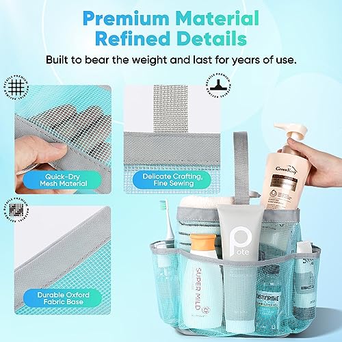 Image of EUDELE Mesh Shower Caddy Portable, 8-Pocket Large Capacity, Quick Dry, Easy Clean, for Beach, Swimming, Gym, Travel