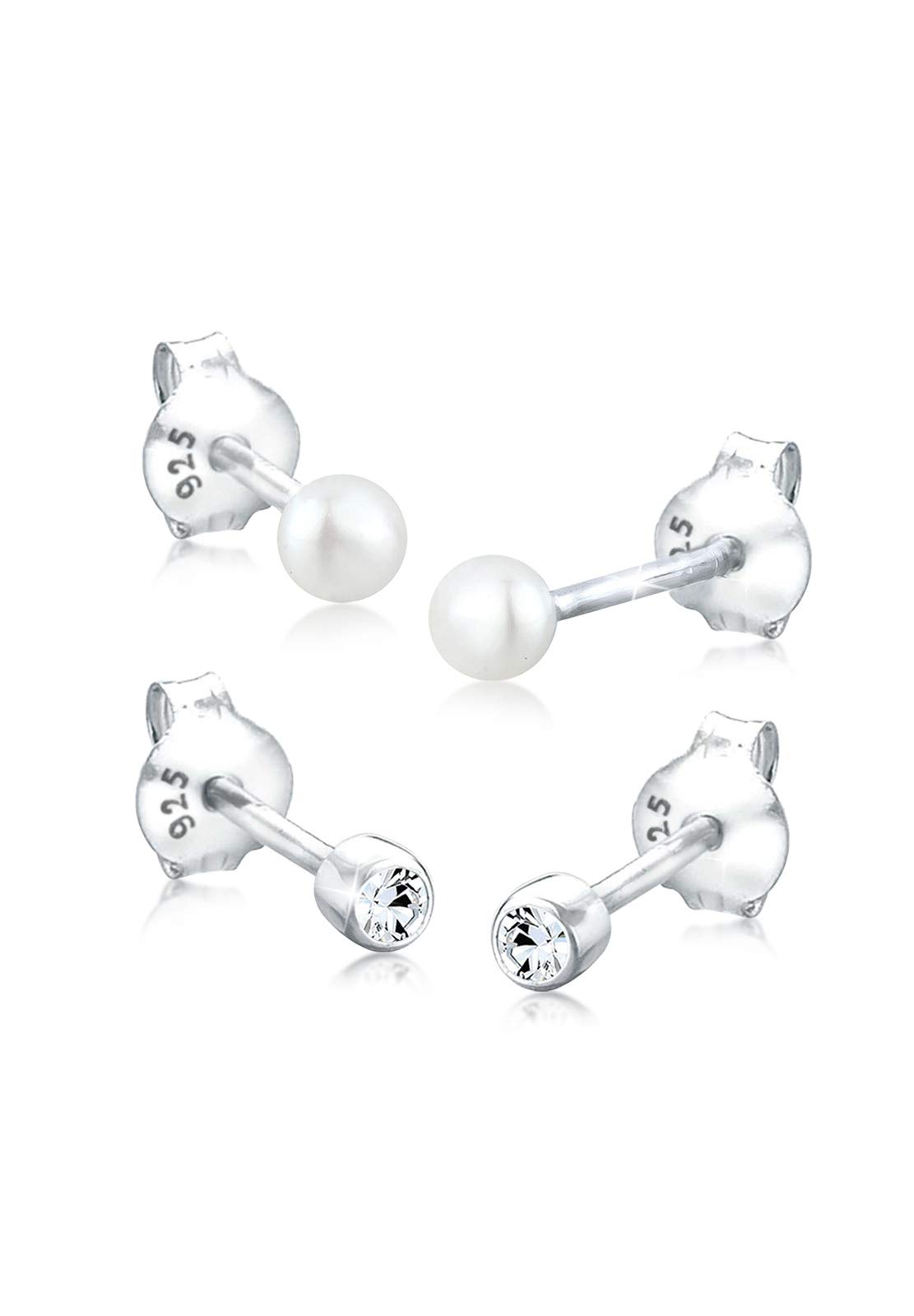 Elli Earrings Set Freshwater Pearl Crystal 925 Sterling Silver