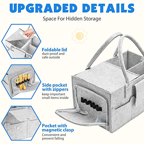 Maliton Nappy Caddy with Lid, Sturdy Portable Washable Diaper Organizer - Image 4