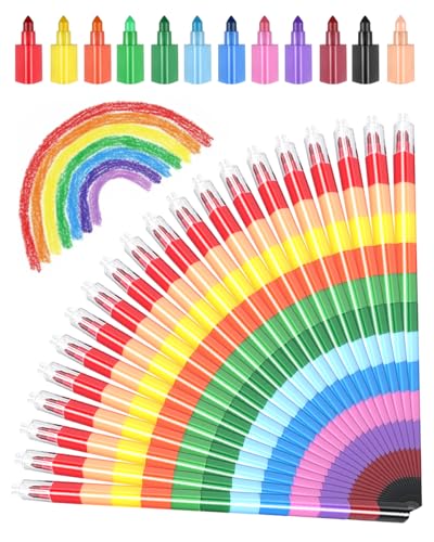 YINPIXUS 20 Pcs Stackable Crayons Stacking Crayons Silky Crayon Rainbow Colored Pencils for Birthday Christmas Holiday Gifts Bulk Office Supplies Home Art Craft 240 Mini Count
