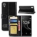 Produktbild pinlu® Premium Geschäfts Art Luxus PU Leder Etui Schutzhülle Für Sony Xperia XA1 Plus Lederhülle Flip Case Brieftasche Mit Stand Function Innenschlitzen Design Schwarz
