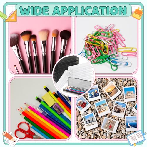 Image of Yexiya 30 Pack Pencil Box Clear Plastic Pencil Case Bulk 7.2 x 2.4 x 0.9 Inches Black Pen Storage with Hinged Lid Stackable for Pens Crayons School Office Supplies Organization