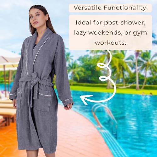 Image of Rangoli Sunshine 100% Cotton Bathrobes For Women, 500 GSM Free Size Bath Robe With Rope,Ultra-soft, Lightweight & Highly Absorbent Luxurious Bath Gown /Bath Robe