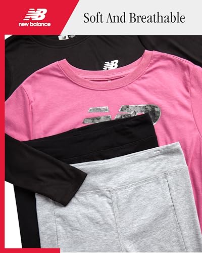 New Balance Girls Legging Set - 4 Piece Short Sleeve T-Shirt and Leggings Set (7-16)2