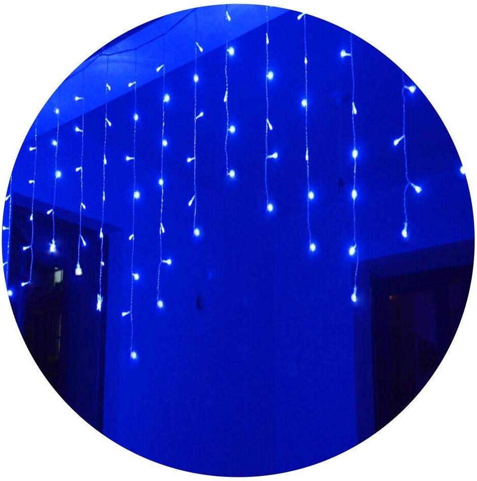Lightspot 4M/13Ft 96 LED 8 Modes Curtain Window Decorative Room Patio Parties Rope String Wave Light (4M 96LED, Blue)