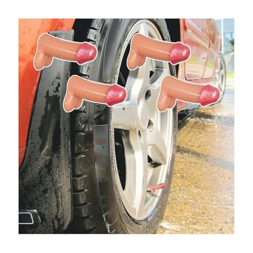 4PCS Prank Pencil Tire Valve Stem Caps for Car Prank Gift Valve Stem Caps Funny Airtight Perfect Prank Tire Valve Caps Universal Car Accessories for All Cars Bikes SUV (Light-Colored 1)