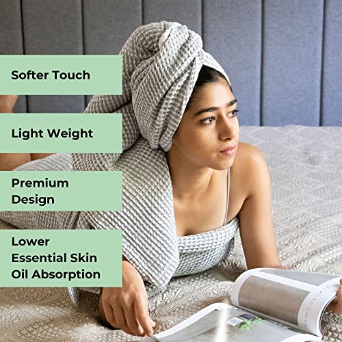 Image of HAMELIN The Ezra Waffle Hand Towel | Pure Cotton Lightweight Anti Microbial & Water Absorbent | Softer Touch Quick Drying Towels | Durable & Long Lasting | Pewter Grey | 70 cm x 43 cm | Pack of 1