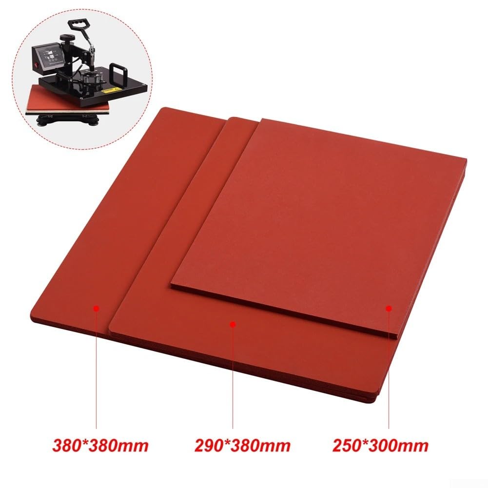 Almohadilla de prensa de calor de goma de silicona resistente a altas temperaturas para Cricut EasyPress 2 y otras máquinas elásticas para proyectos de transferencia de camisetas, rojo (290 x 380 x 8