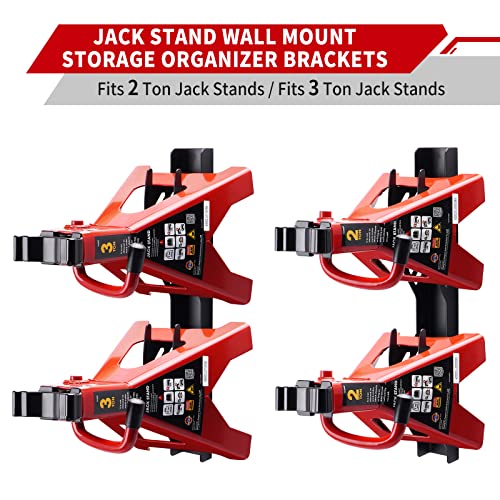 Racewill Jack Stand Wall Mount Organizer : Jack Stands Holder Storage Rack Mount - Fit For 2 & 3 Ton Jack Stand (2 Pack) #TOP1