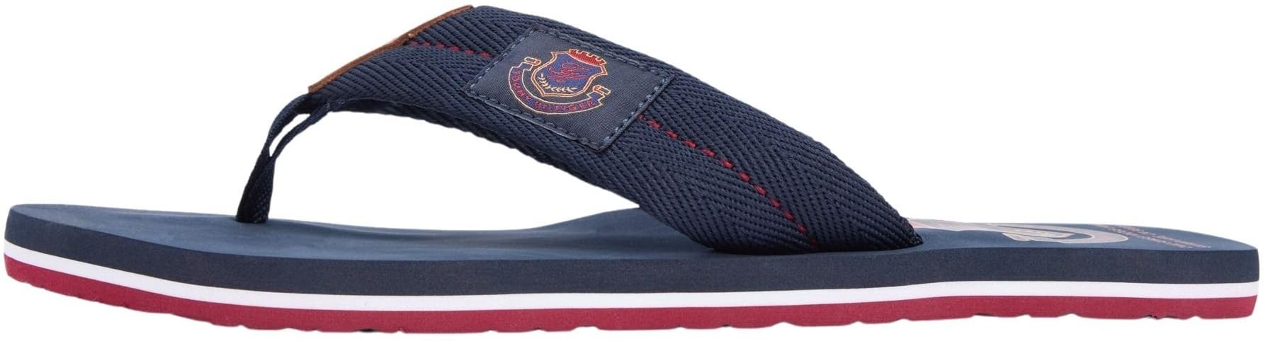 Tommy Hilfiger Men's Patch Hilfiger Beach Sandal FM0FM05804 Flip Flops, BLUE (Desert Sky), 11