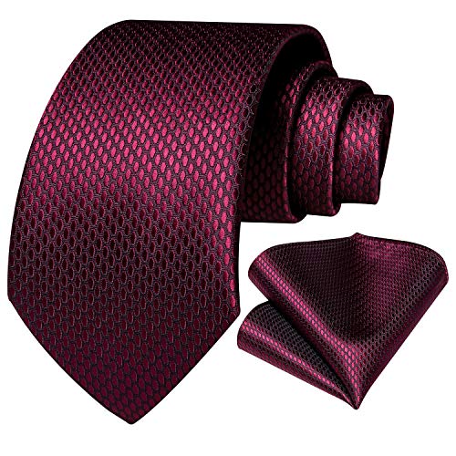 Image of DiBanGu Mens Solid Color Tie and Pocket Square Set Woven Silk Plain Necktie & Handkerchief for Men Wedding Party Formal