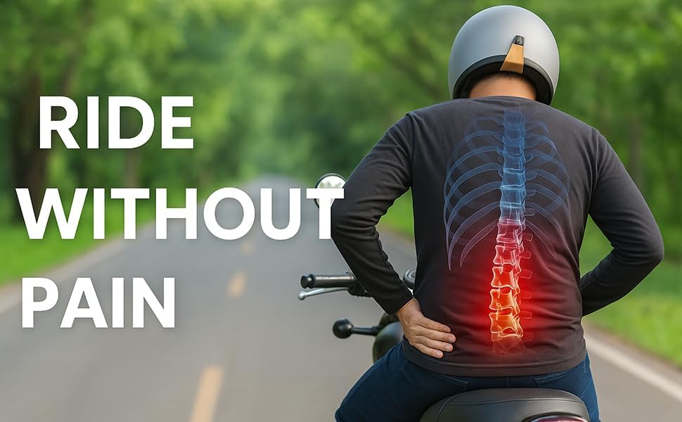 Image of Grandbiker Universal Fit Gel Air Seat Cushion | 3D Honeycomb Gel Structure Cover for Long Rides | Detachable Cover | Lumbar Support | Breathable | Durable Design | Ideal for Bike (Dark Black)