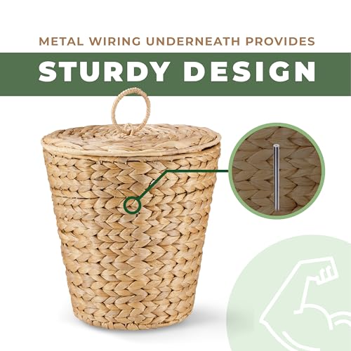 84ECO 3 Gallon Wicker Trash Can with Liner and Lid - Rattan Trash Can - Wicker Waste Basket for Bathroom, Bedroom, Kitchen, Living Room by 84ECO - Image 7
