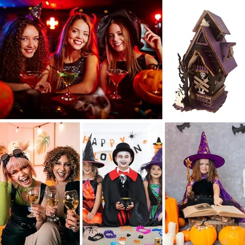 Edificio embrujado de Halloween para decorar la chimenea rústica de tu salón 4