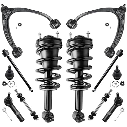 Detroit Axle - 12pc Front End Suspension Kit for Chevy GMC Suburban Silverado Sierra Yukon XL 1500 Tahoe Avalanche Escalade ESV EXT Upper Control Arms Lower Ball Joints Struts Replacement Sway Bars Cover