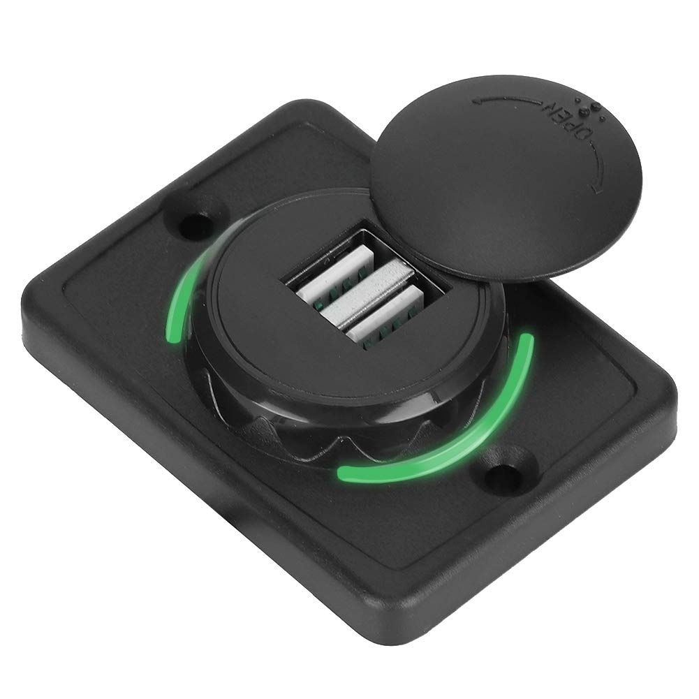 KLLJRFWDual USB Car Power Adapter 3.1A with LED Indicator Fast Charge for Cars Boats RVs Buses Tablets Phones Power Supply (Green)