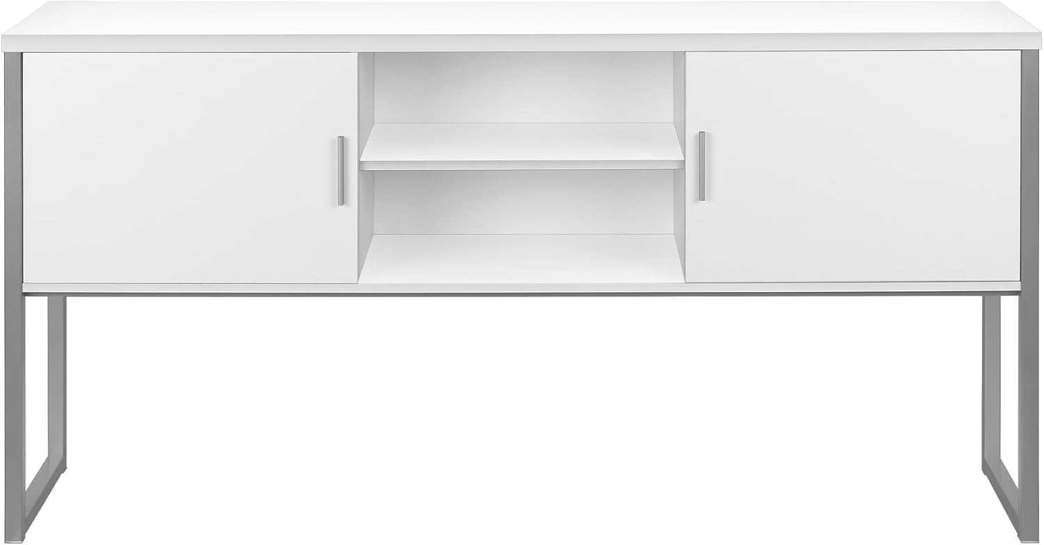 Monarch Specialties I 7728 Office Hutch, 72" L, Work, Storage Doors, Home Office, Commercial Grade, White