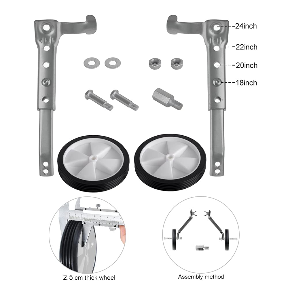 Sécurité Enfants Vélo Stabilisateurs Vélo Enfants Lourds - Pour Vélos 18/20/22 Pouces - Acier Carbone 3mm Accessoire Vélo Junior