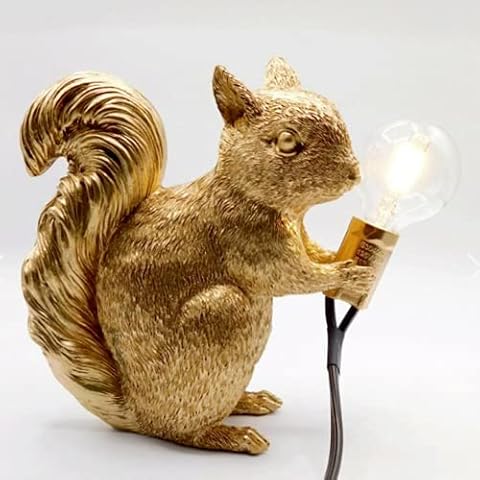 ausuky Modern Resin Squirrel Table Lamp Light Bedside LED Home Decor Desk Light Fixtures (Gold) Cover