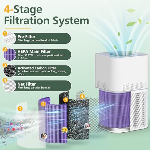 Image of AP301 AP302 HEPA filter Replacement, ONLY for Dayette AP301 AP302 Air Purifier, HEPA and More Carbon Particles, Pets Odors filter