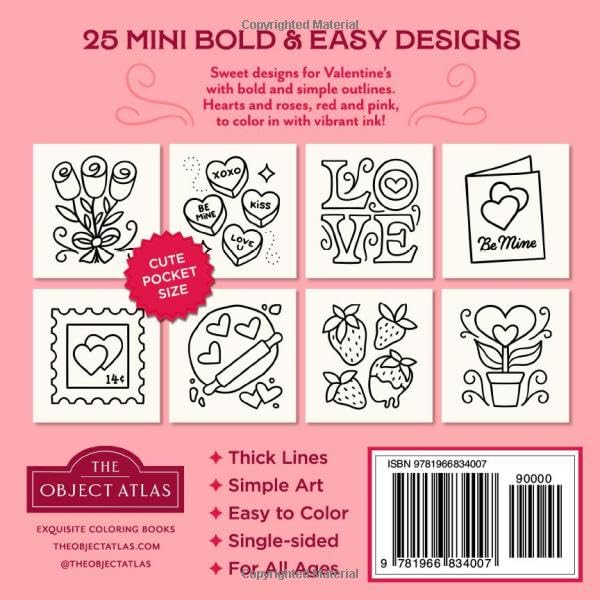 A Miniature Valentine’s Coloring Book: 25 Bold and Easy Illustrations for Effortless Coloring (Mini Bold & Easy Coloring Books) image 3