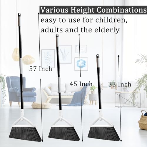 Image of Heavy Duty White Angle Broom with Long Handle - 2 Pack